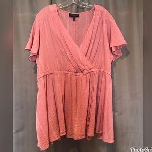 Coral Surplice Top with a Silver Shimmer